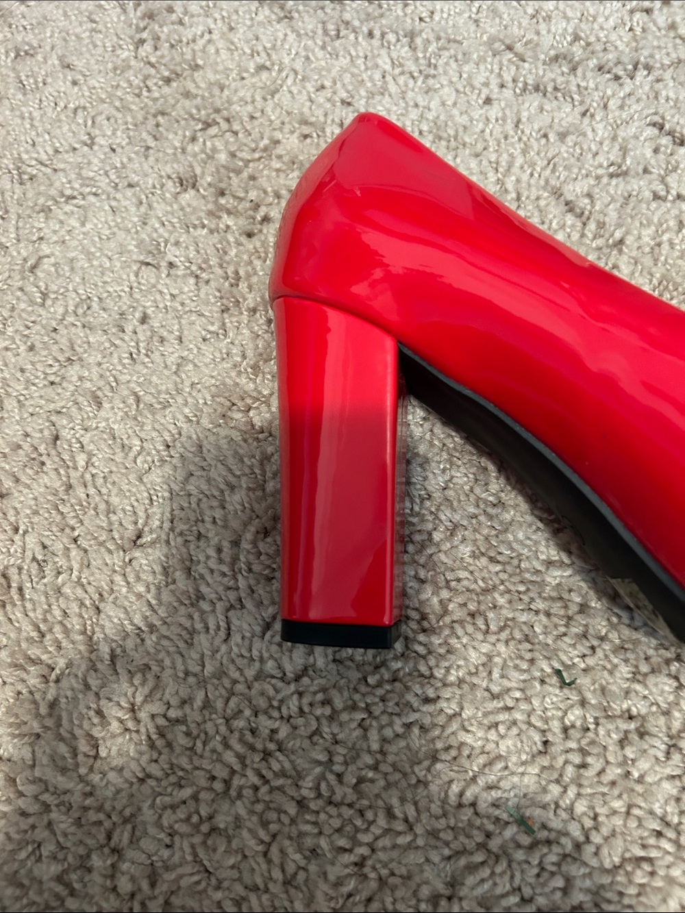 Red Patent Pointed-Toe Pumps with Gold Accent Buckle - Picture 3 of 3